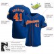 Custom Royal Orange-White Authentic Baseball Jersey