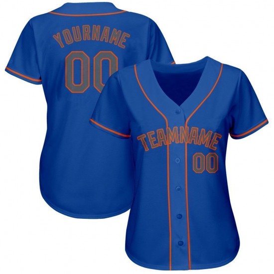 Custom Royal Gray-Orange Baseball Jersey