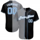 Custom Black Light Blue-Gray Authentic Split Fashion Baseball Jersey