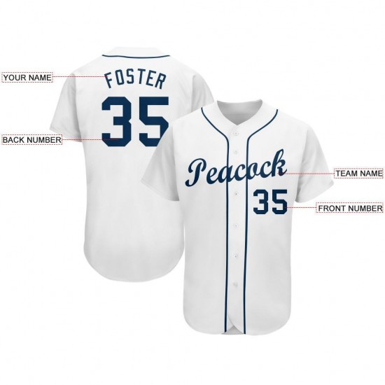 Custom White Navy Baseball Jersey