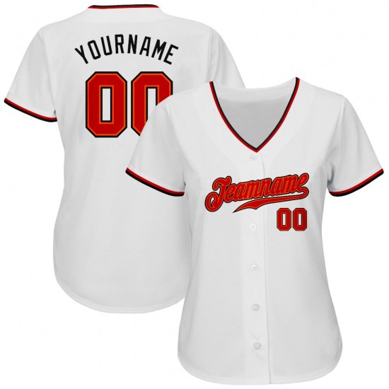 Custom White Red-Black Authentic Baseball Jersey