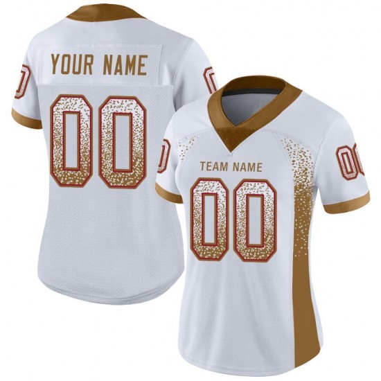 Custom White Old Gold-Red Mesh Drift Fashion Football Jersey