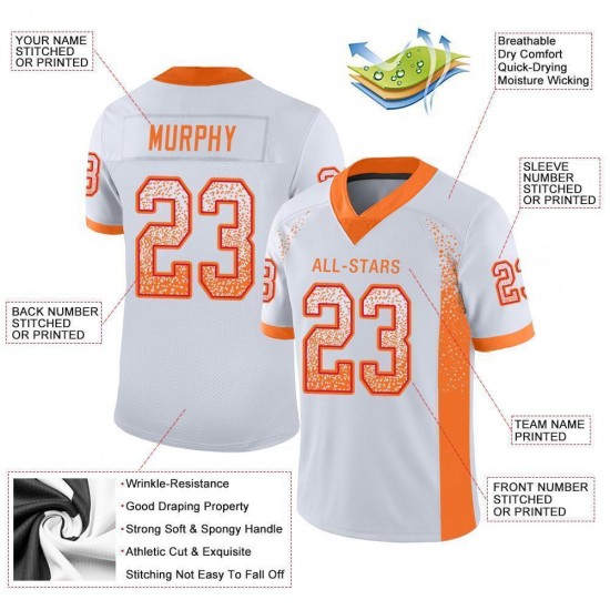 Custom White Orange-Red Mesh Drift Fashion Football Jersey