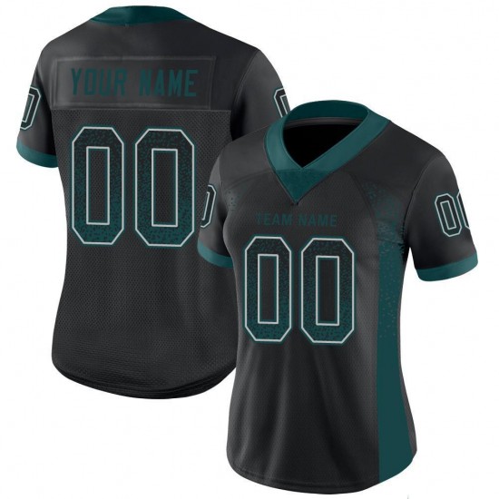 Custom Black Midnight Green-Gray Mesh Drift Fashion Football Jersey