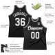 Custom Black White-Silver Gray Authentic Throwback Basketball Jersey