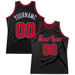 Custom Black Red-White Authentic Throwback Basketball Jersey