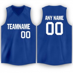 Custom Royal White V-Neck Basketball Jersey