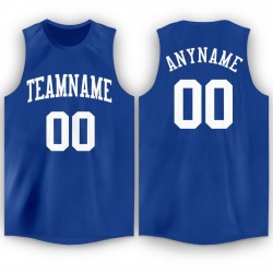 Custom Royal White Round Neck Basketball Jersey