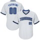 Custom White Blue-Black Authentic Throwback Rib-Knit Baseball Jersey Shirt