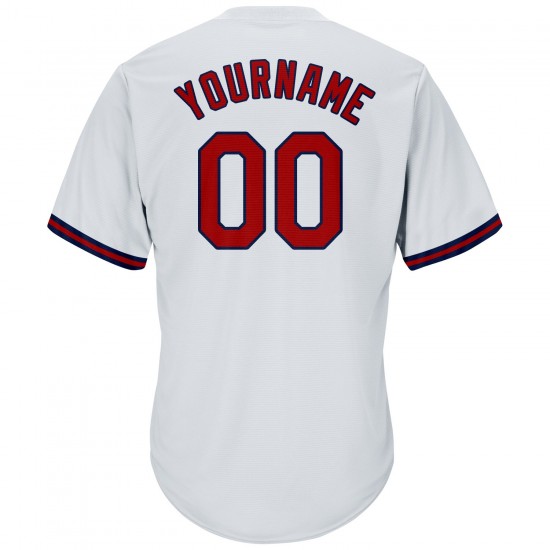 Custom White Red-Navy Authentic Throwback Rib-Knit Baseball Jersey Shirt