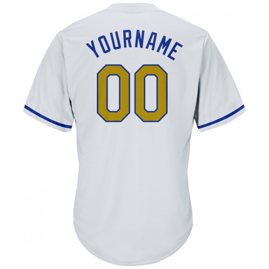 Custom White Old Gold-Royal Authentic Throwback Rib-Knit Baseball Jersey Shirt