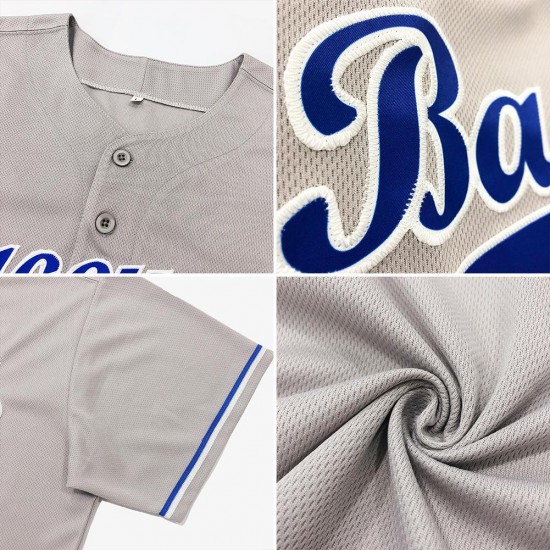 Custom Gray Navy-Orange Authentic Baseball Jersey