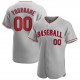 Custom Gray Red-Navy Authentic Baseball Jersey