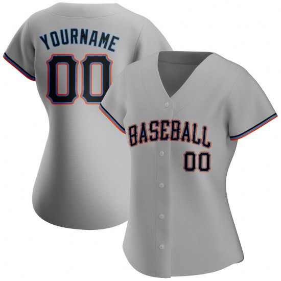 Custom Gray Black-Powder Blue Authentic Baseball Jersey