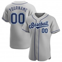 Custom Gray Navy-Powder Blue Authentic Baseball Jersey