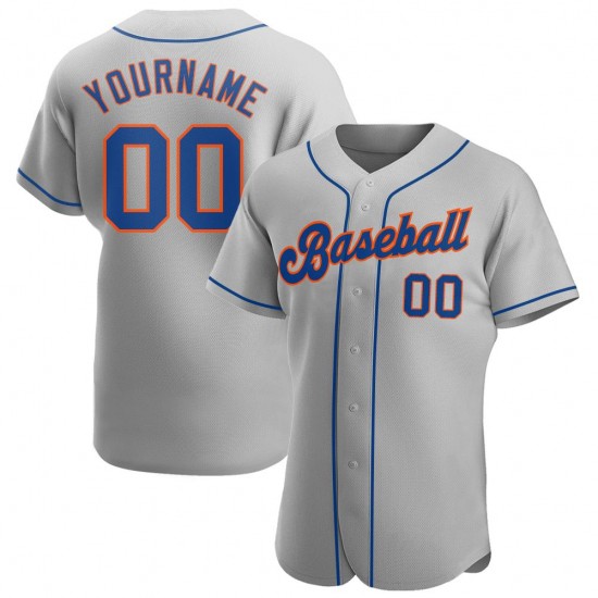 Custom Gray Royal-Orange Authentic Baseball Jersey