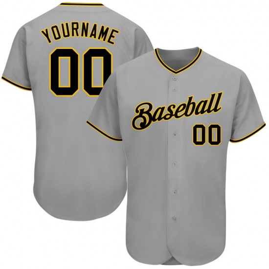 Custom Gray Black-Gold Authentic Baseball Jersey