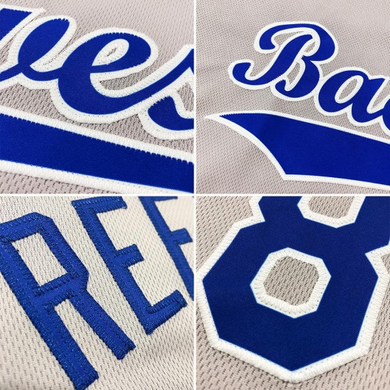 Custom Gray Royal-White Authentic Baseball Jersey