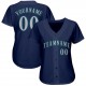 Custom Navy Gray-Aqua Baseball Jersey