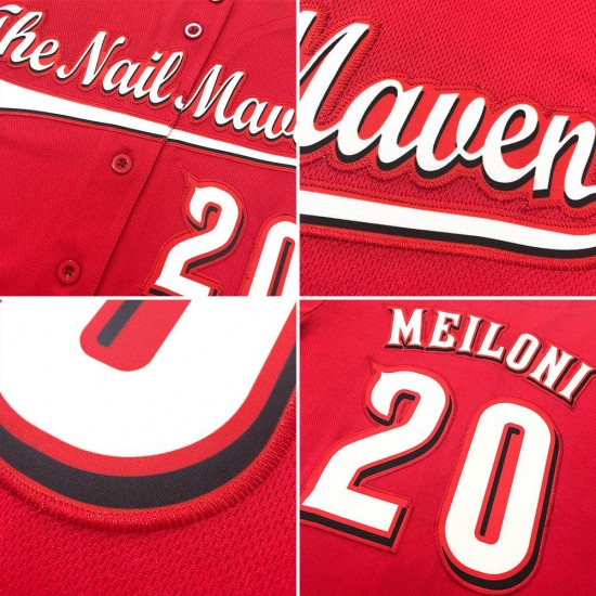 Custom Red White-Navy Authentic Baseball Jersey