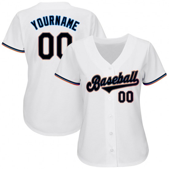 Custom White Black-Powder Blue Authentic Baseball Jersey