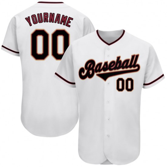 Custom White Black-Crimson Authentic Baseball Jersey