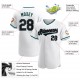 Custom White Black-Aqua Authentic Baseball Jersey