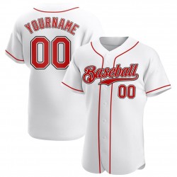 Custom White Red-Black Authentic Baseball Jersey