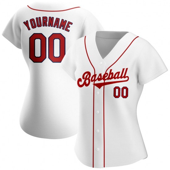 Custom White Red-Navy Authentic Baseball Jersey