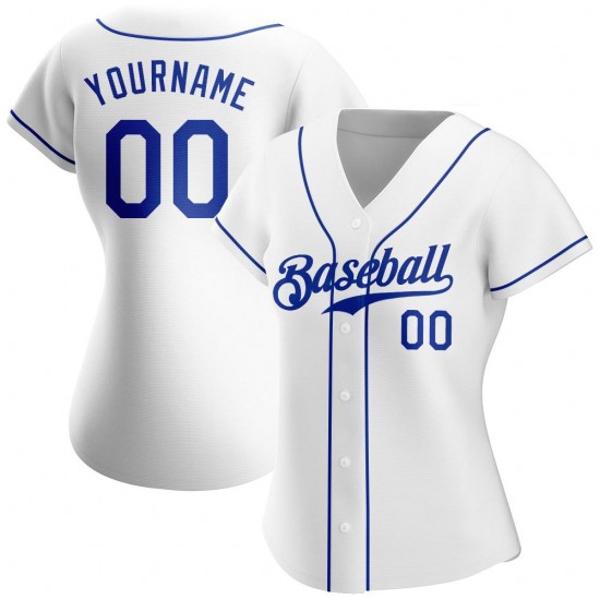 Custom White Royal Authentic Baseball Jersey