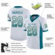 Custom White Teal-Old Gold Mesh Drift Fashion Football Jersey