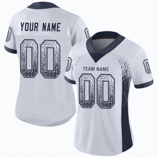 Custom White Navy-Gray Mesh Drift Fashion Football Jersey