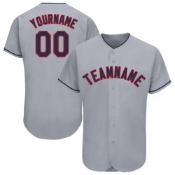 Custom Gray Navy-Red Baseball Jersey