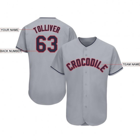 Custom Gray Navy-Red Baseball Jersey