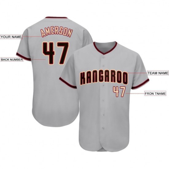 Custom Gray Black-Khaki Baseball Jersey