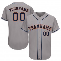 Custom Gray Navy-Orange Baseball Jersey