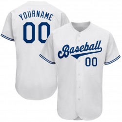 Custom White Royal Authentic Baseball Jersey