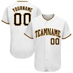 Custom White Black-Gold Baseball Jersey