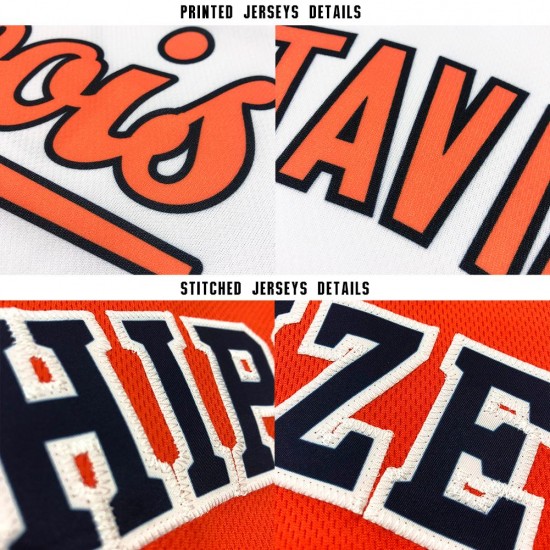 Custom White Orange-Black Baseball Jersey