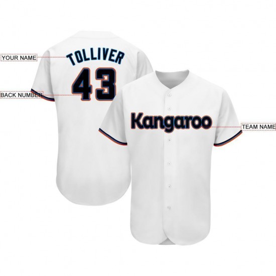 Custom White Black-Orange Baseball Jersey