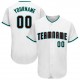 Custom White Black-Aqua Baseball Jersey