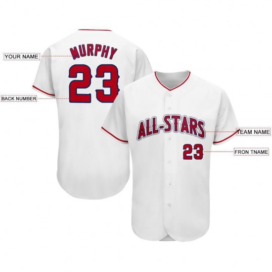 Custom White Red-Navy Baseball Jersey